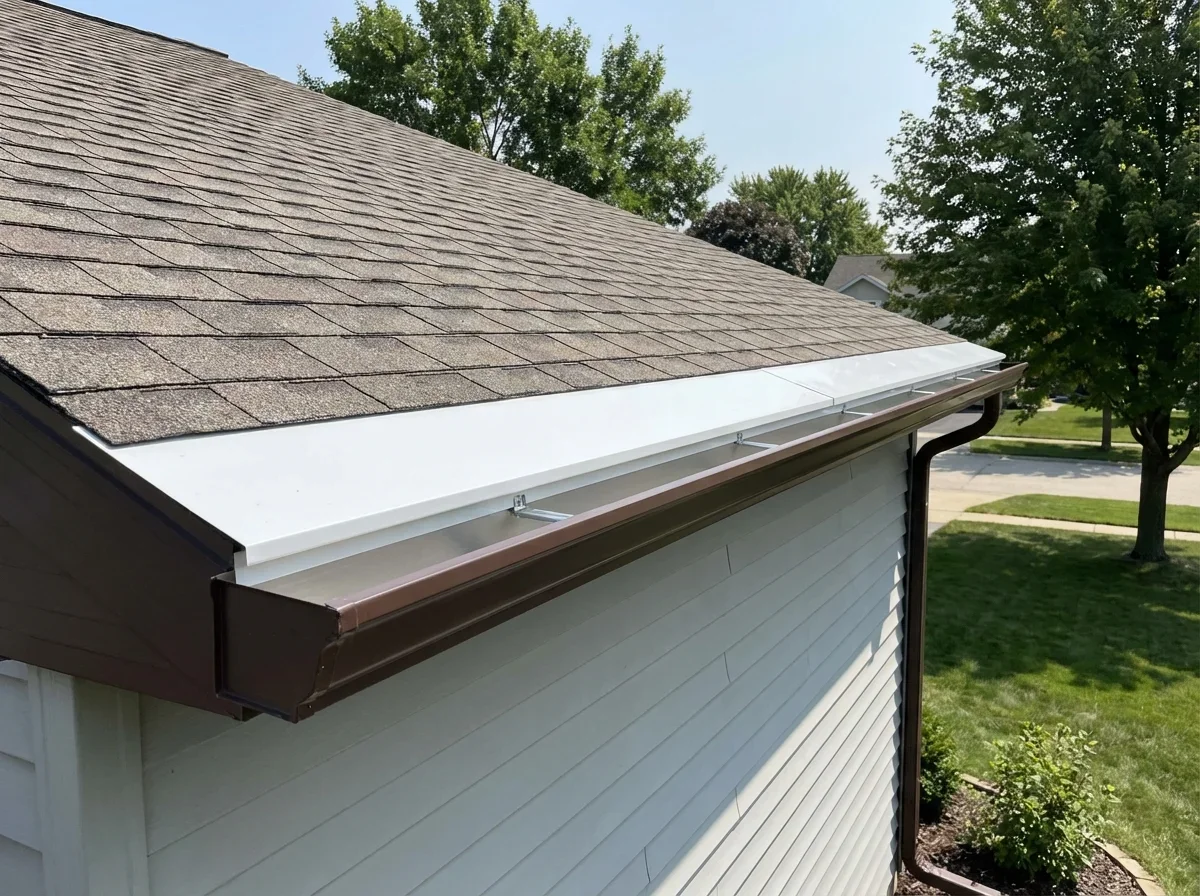 Gutter Apron Installation — freshly completed professional gutter apron instal