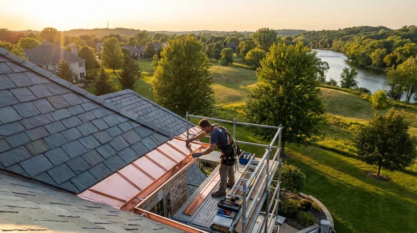 Professional gutter apron installation
