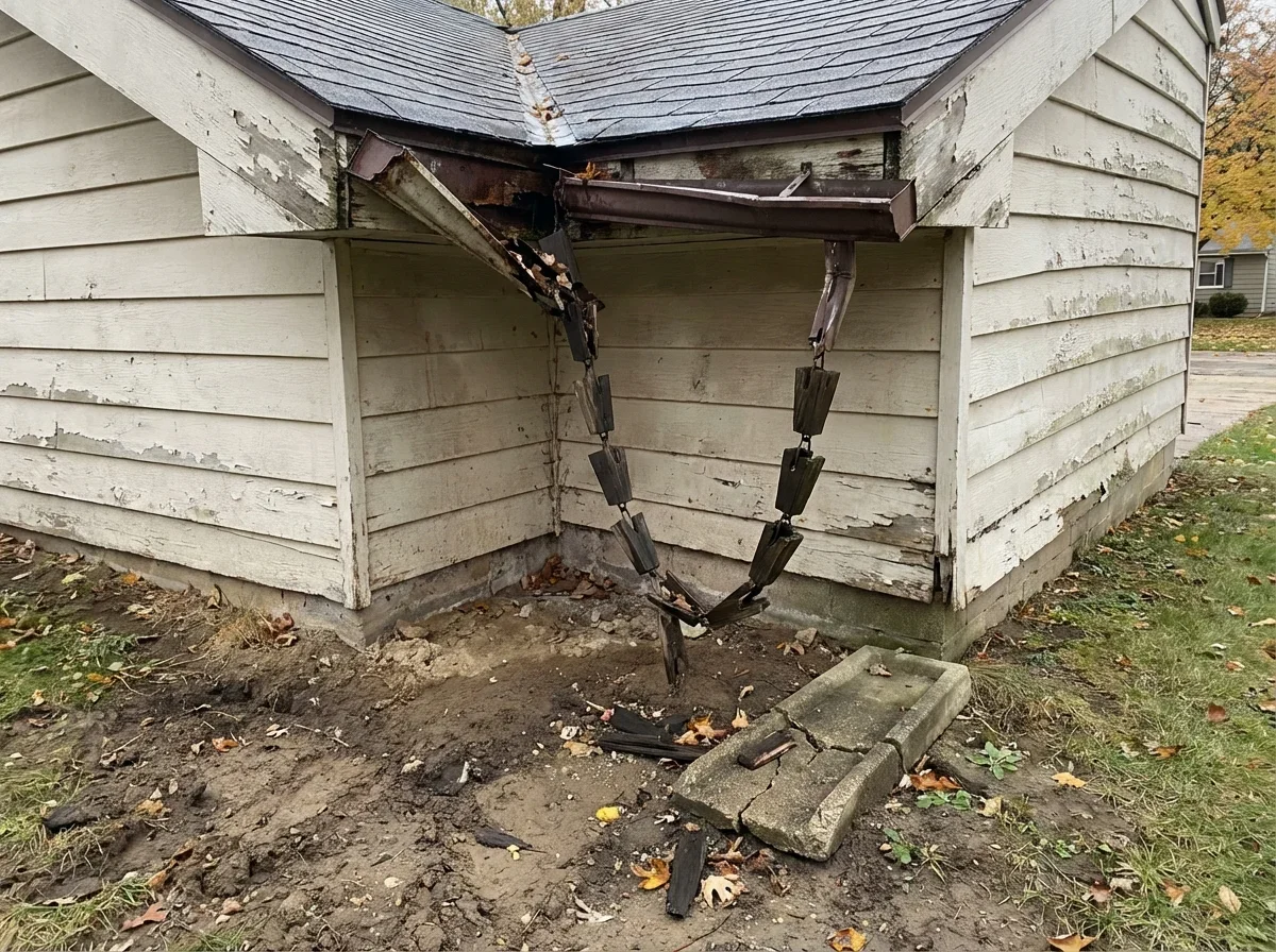 Transform that bare corner! Install a rain chain for beauty and function