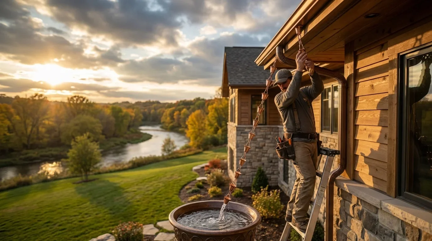 Professional rain chain installation